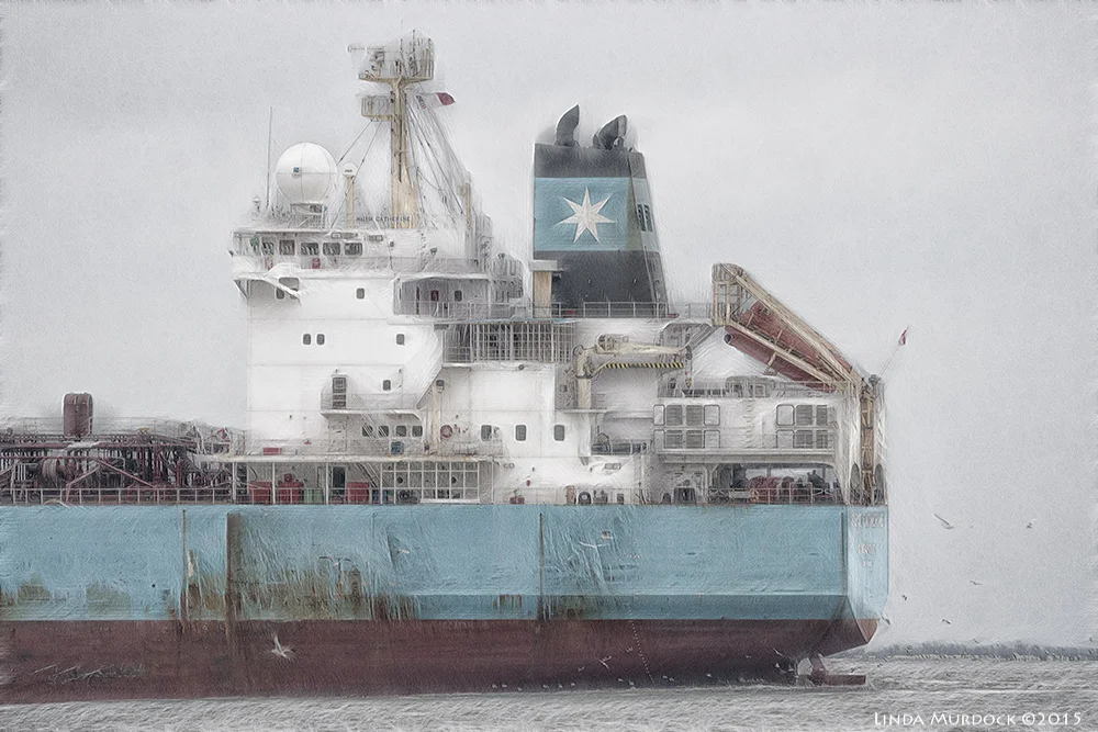 Maersk Catherine - serious post-processing to make her look ghostly Sony A77 II with 70-400mm G2 1/1250 sec. f/5.6 ISO 1250
