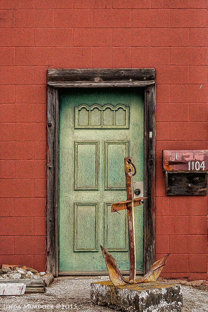 Green door...with anchor.