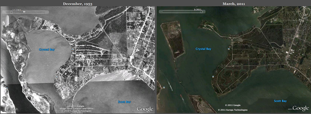 Google Earth comparisons from 1953 to 2011.