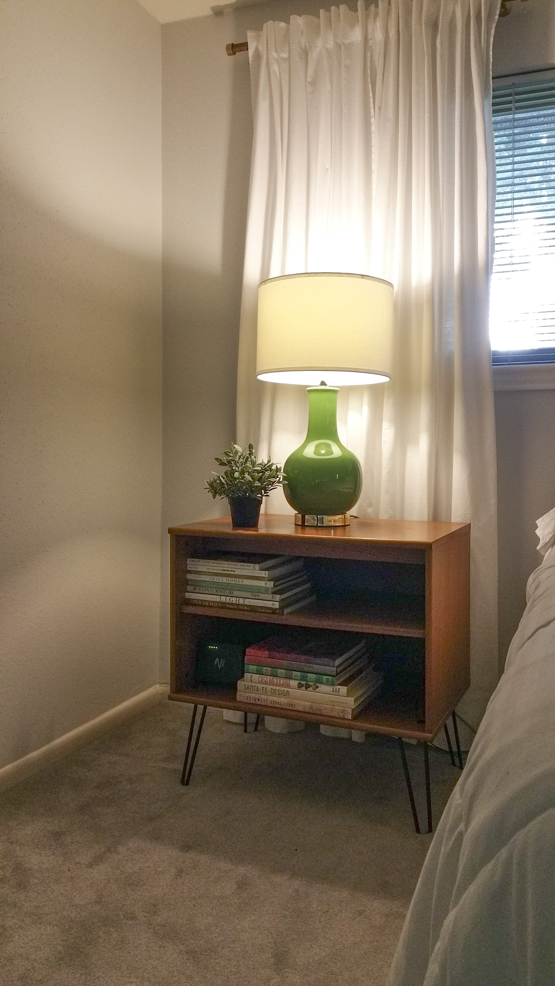 DIY project turning TV cart into nightstand - phone photo