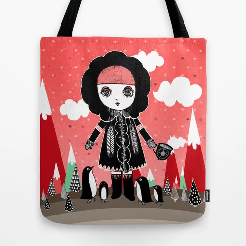 I love you Eskimo Girl with penguin friends. http://society6.com/rainyowl/eskimo-girl-i-love-you_bag#26=197