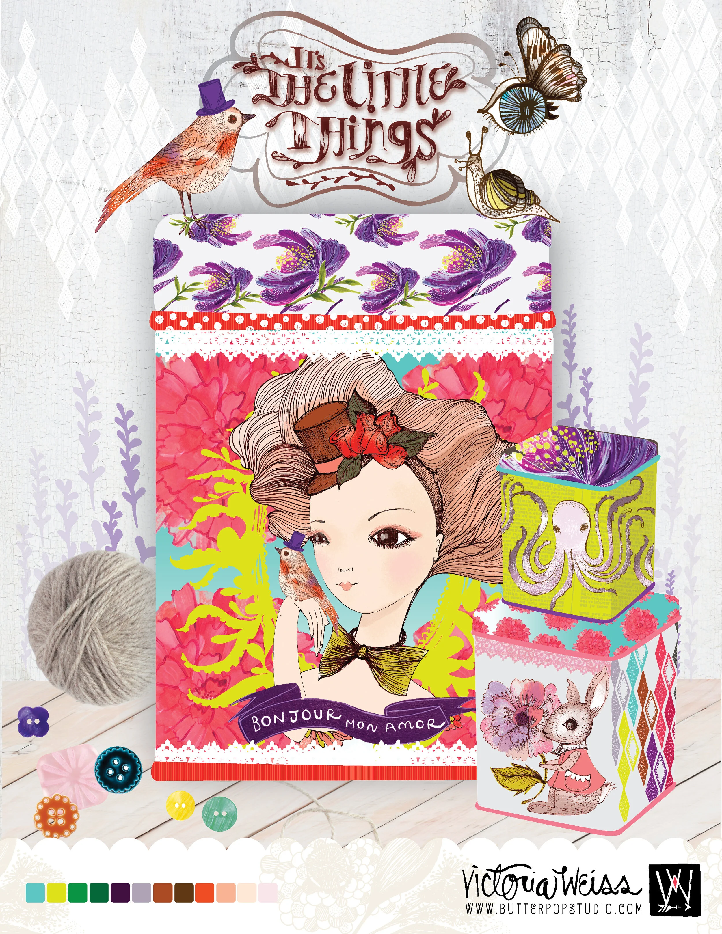 Title: The little things, Design and Illustration on Products. Analogue Illustration Finalized Digitally..