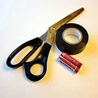 Electrical tape, a pair of scissors and two AAA batteries is all this mod needs