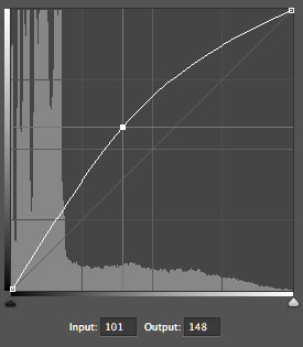 Drag the adjustment curve up from the centre to add your 'dodge curve'