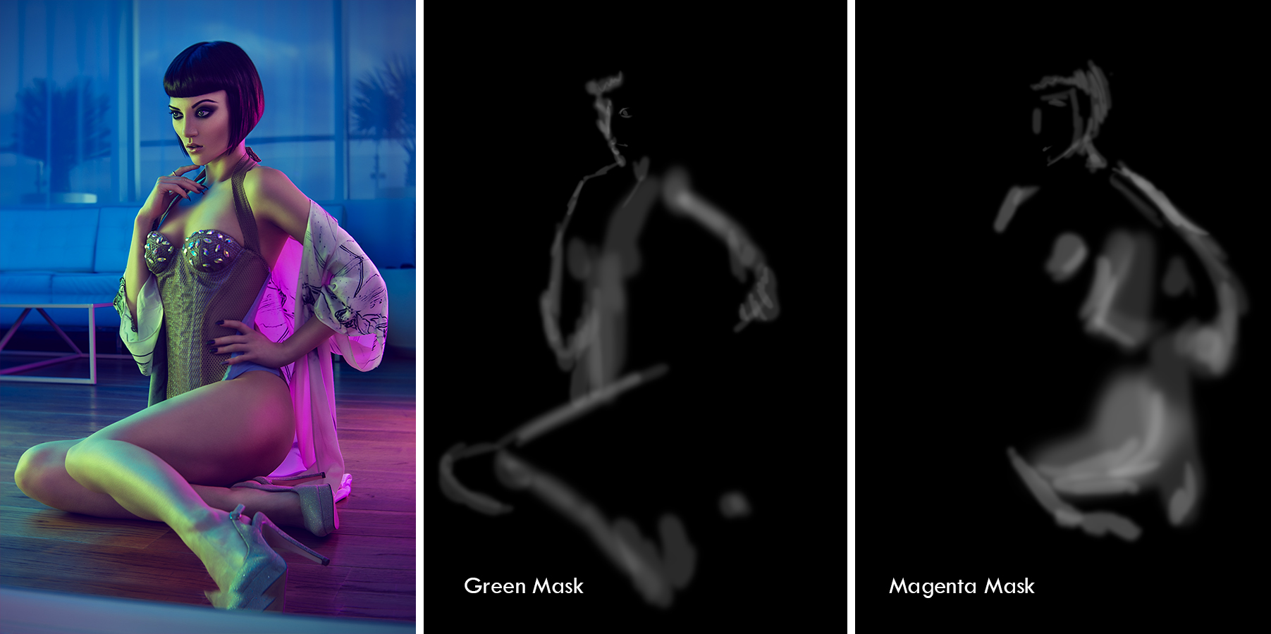 This time I am using a Green Adjustment Mask and a Magenta Adjustment Mask.
