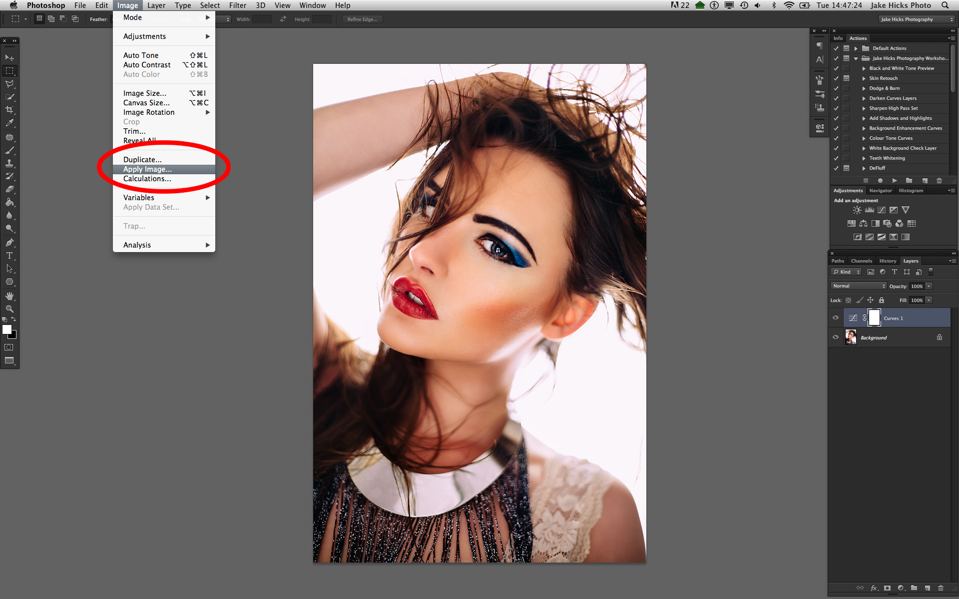 Next we mask the colours to our shadows via Apply Image.