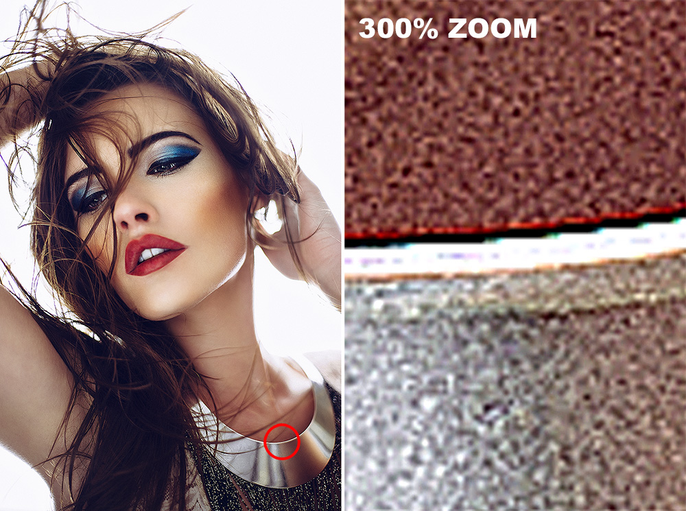 I have added a decent amount of sharpening to this image to illustrate my point but look at the close up on the right to see whats actually happening to the pixels. 