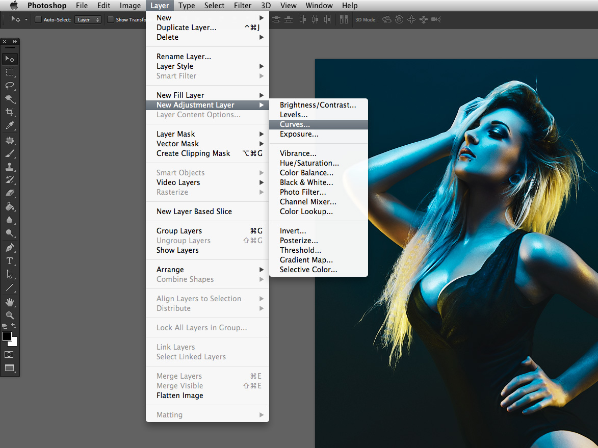 Add three new curve adjustment layers...