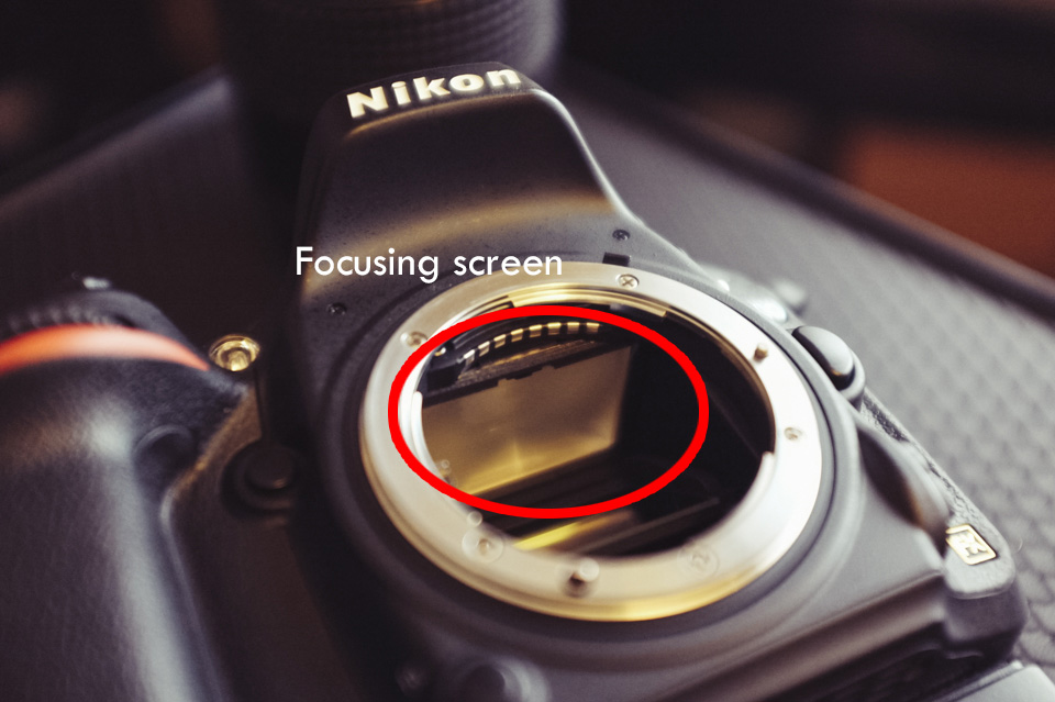 The focusing screen is situated at the base of the pentaprism in our DSLRs. Accessing and replacing or changing it is relatively simple.