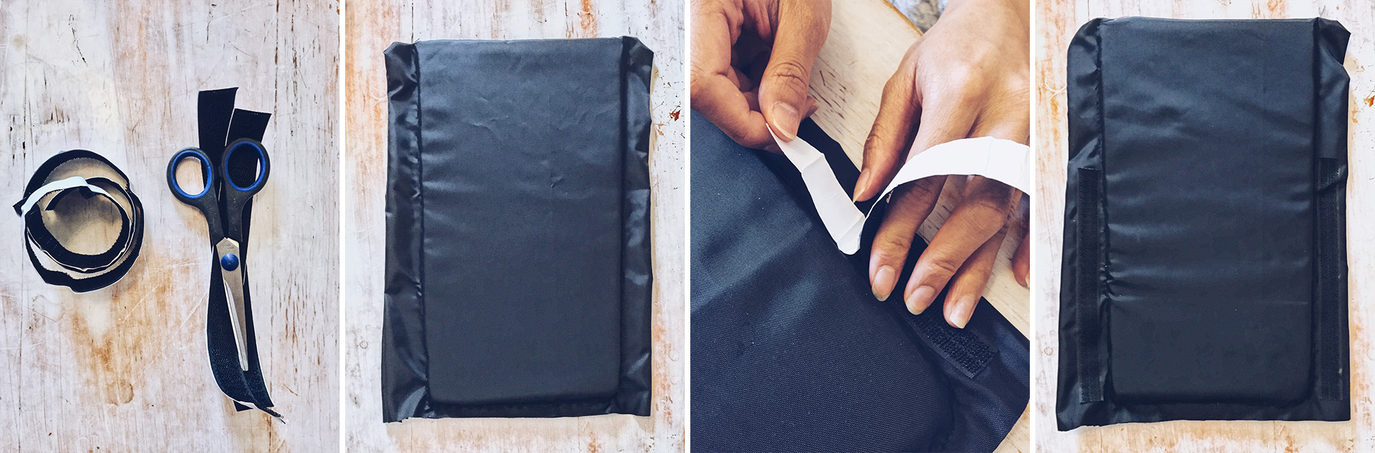 In my case the 'loop' section of Velcro only extends two thirds of the way up the case so that's why I only put the 'hook' part of the Velcro two thirds of the way up the divider. I would recommend you put as much 'hook' as you have 'loop' in your case.