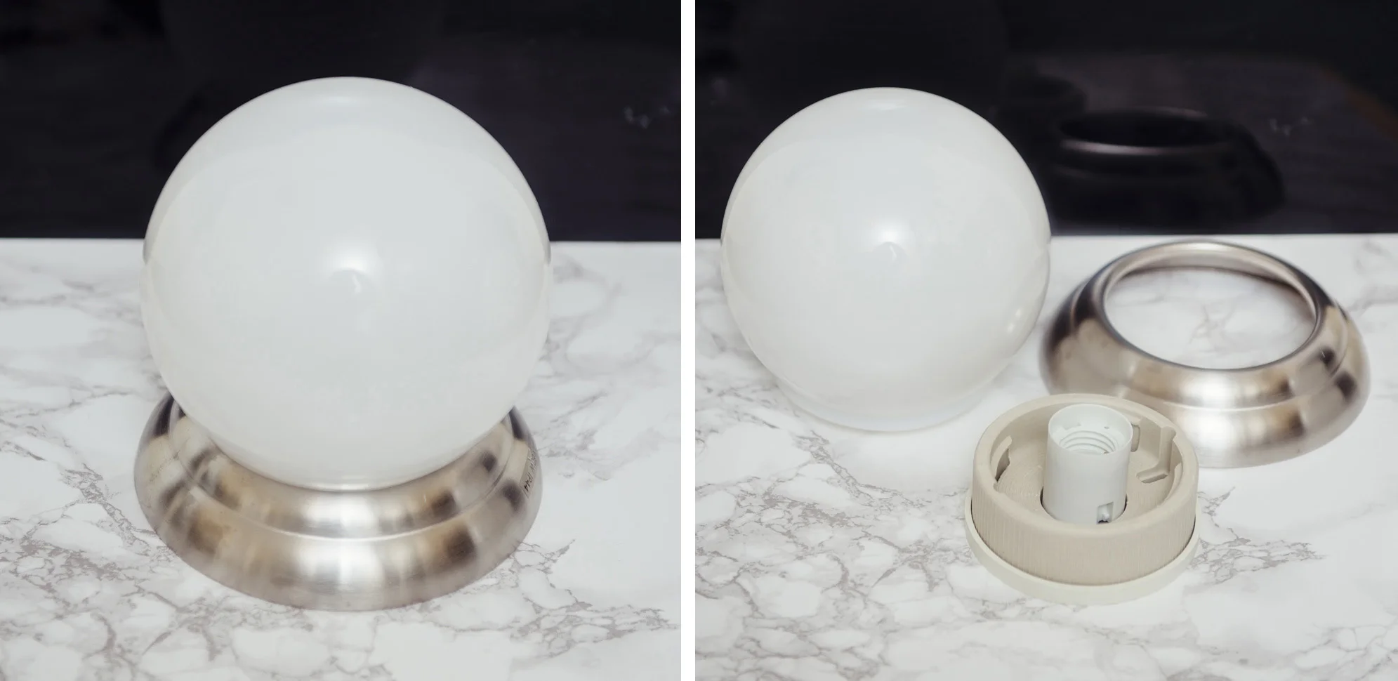 Small bathroom ceiling dome light