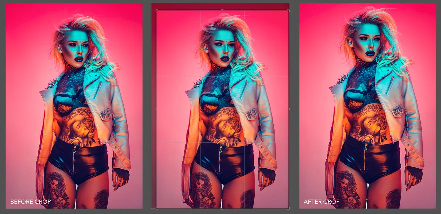 Cropping out dead space in a frame can add impact, especially if it means the subject appears to visually dominate the frame. We should never be afraid to re-crop our shots and whether we do it at the start or the end of the post-pro process, it's fundamental to the final composition of the shot. Like we can see with this image above, even minor amounts of re-cropping can have an impact.