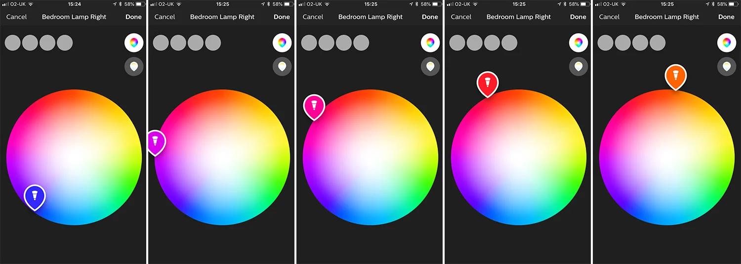 Choosing the colour you want on these LED bulbs is as simple as downloading the free app and tapping the colour you want.