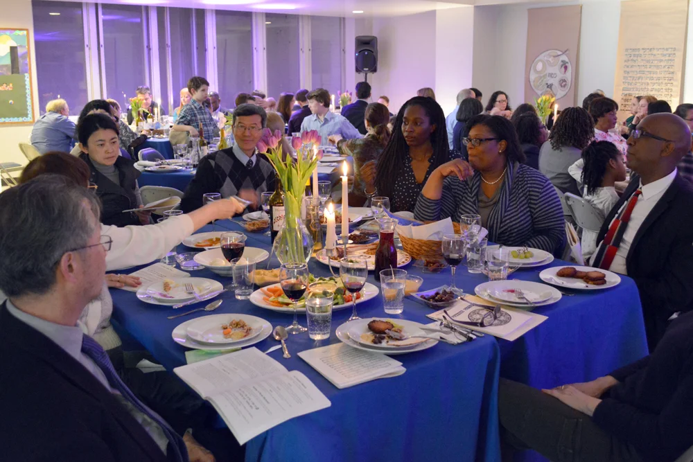 Sharing the Passover meal together.
