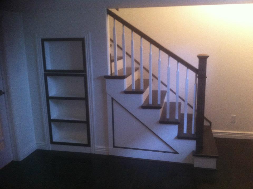 Custom stairs and storage shelf