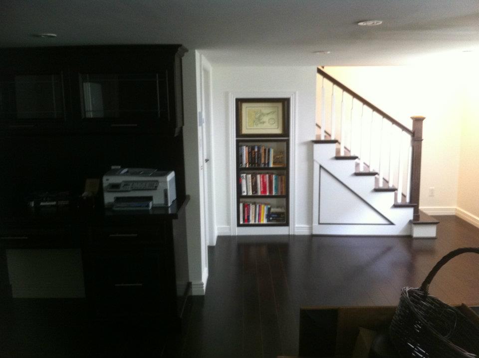 Custom stairs and storage shelf