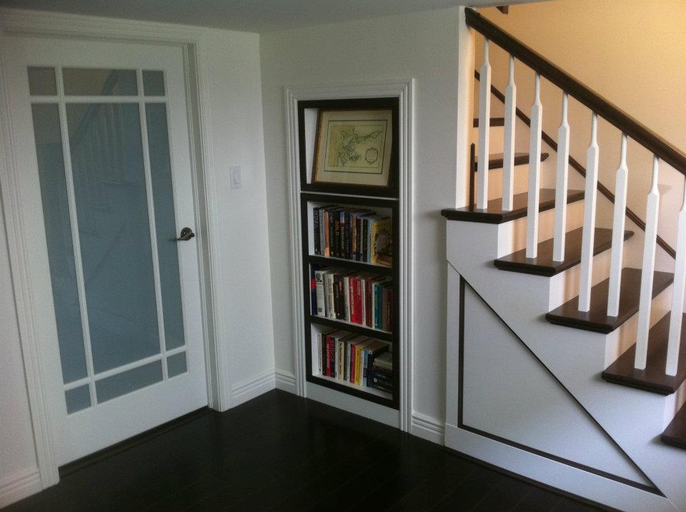 Custom stairs and storage shelf