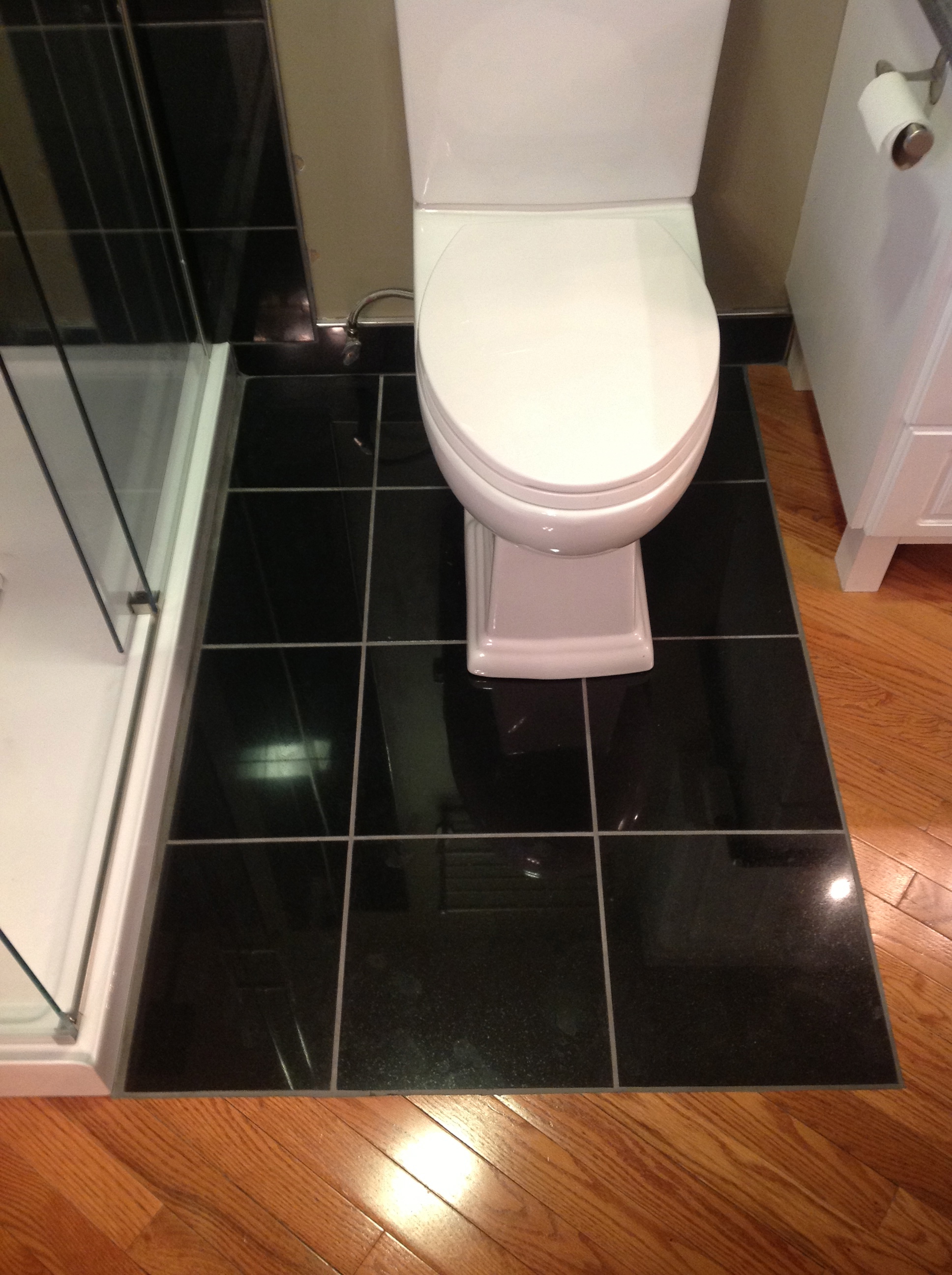 Tiled toilet floor