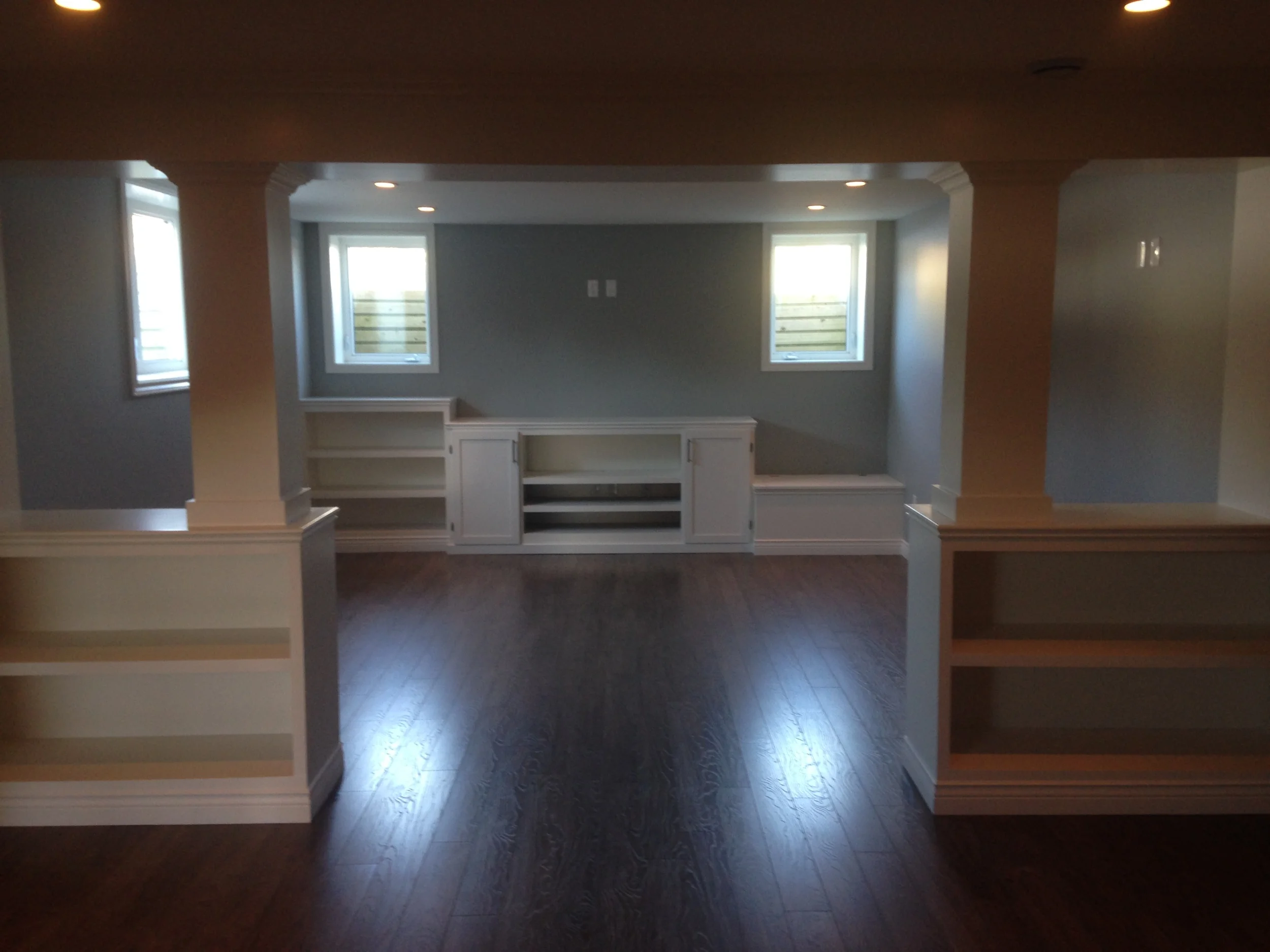 Bookshelves and entertainment area