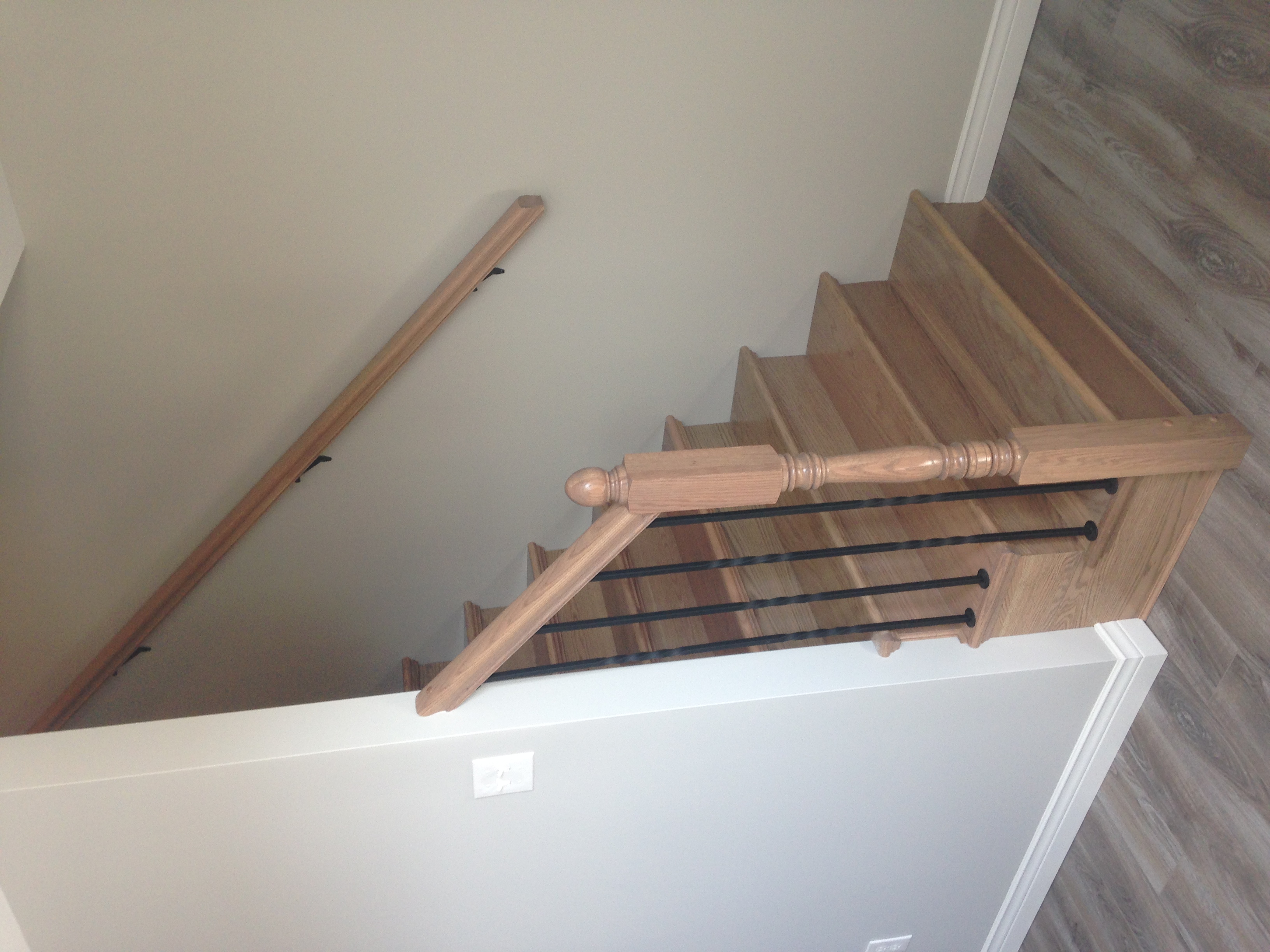 Newly constructed stairs leading to main floor of home