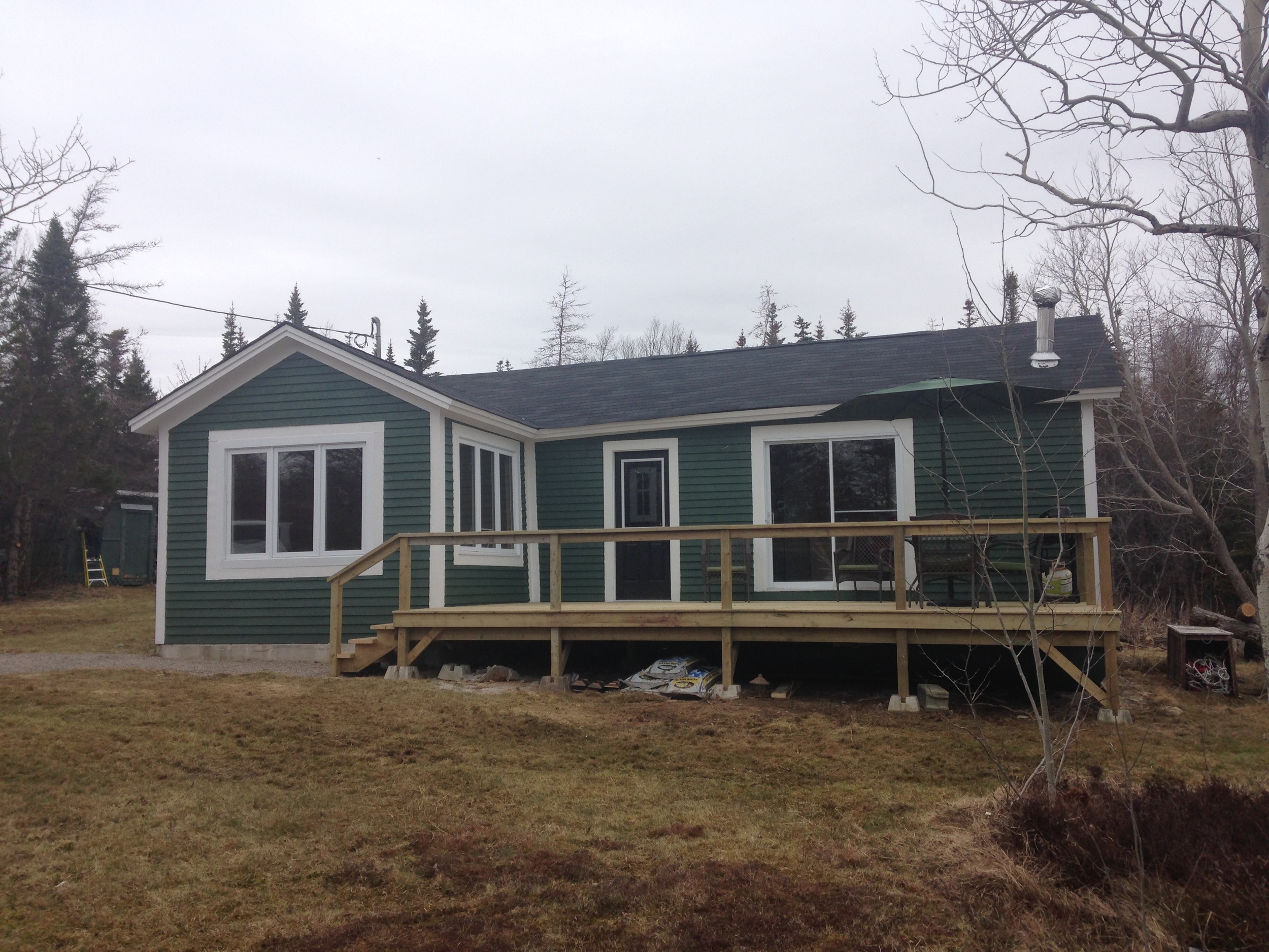 Wood siding and trims, new deck and shingles