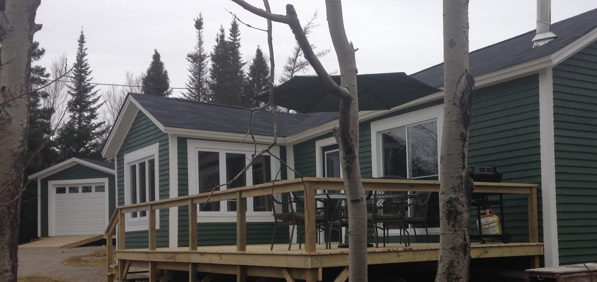 New wood siding and new deck to enjoy the view of the pond