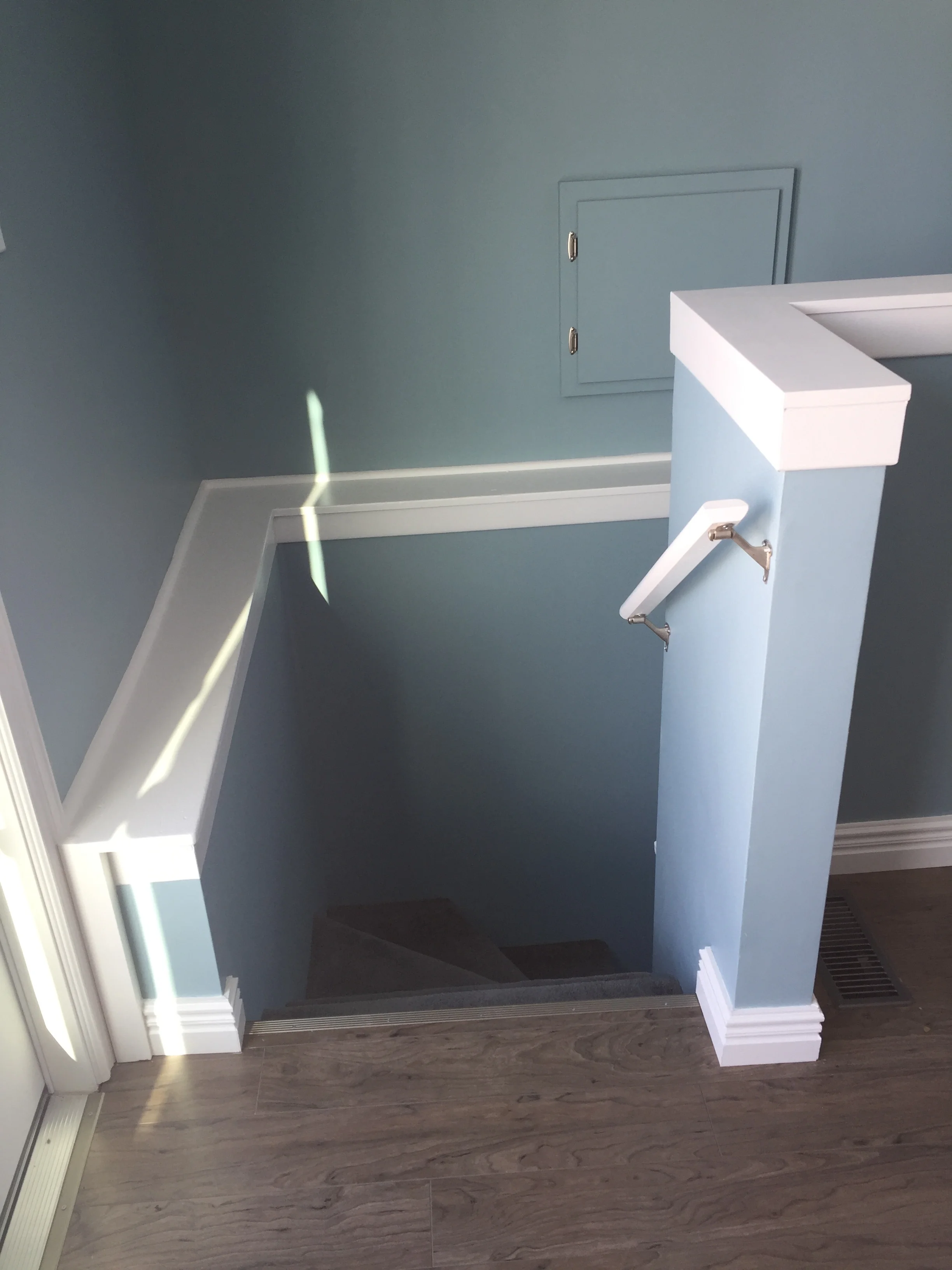 Stairs rebuilt as winders, making for a safe and comfortable step height. 