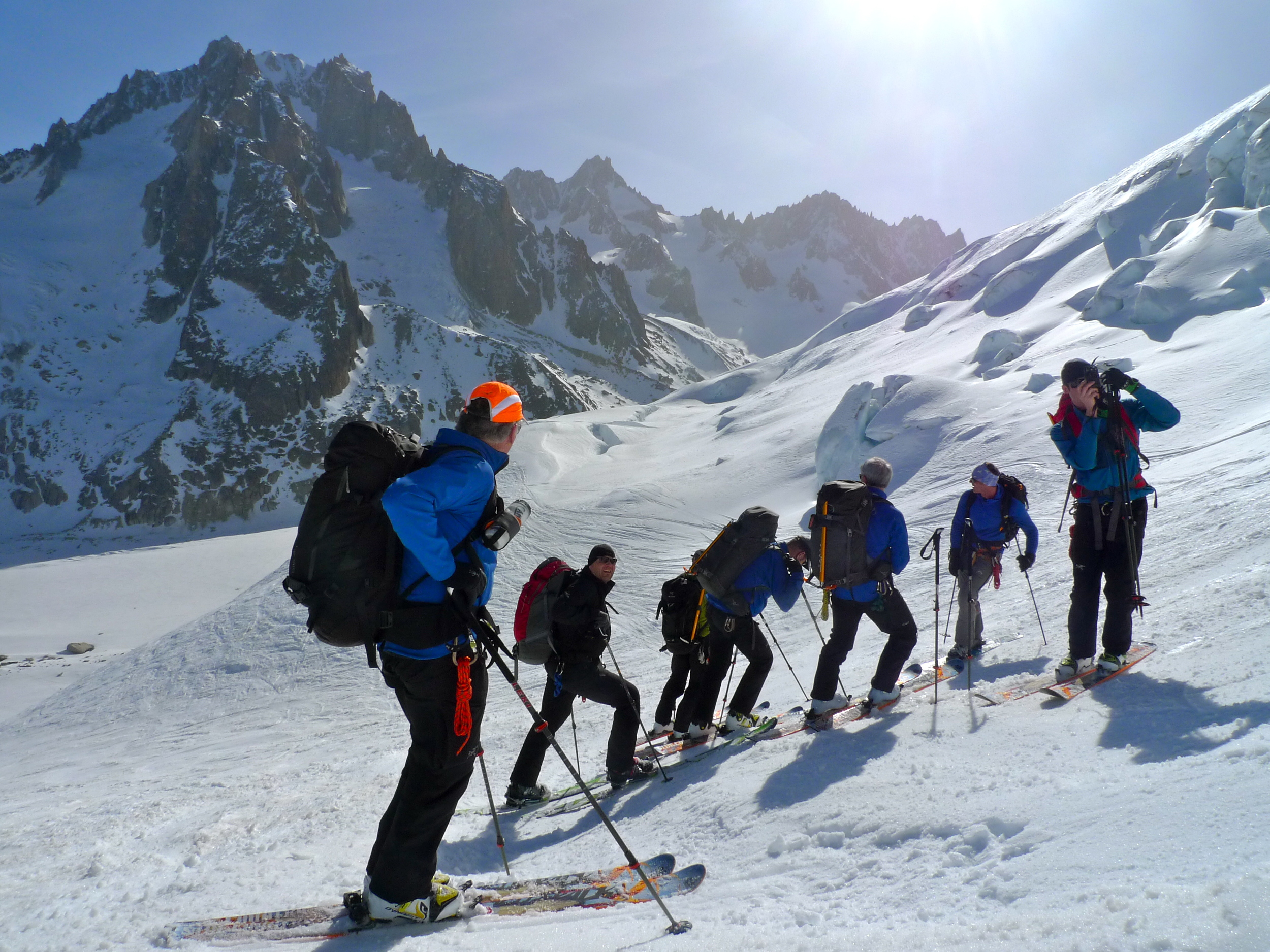 Day 1: skiing down on to the Argentiere Glacier