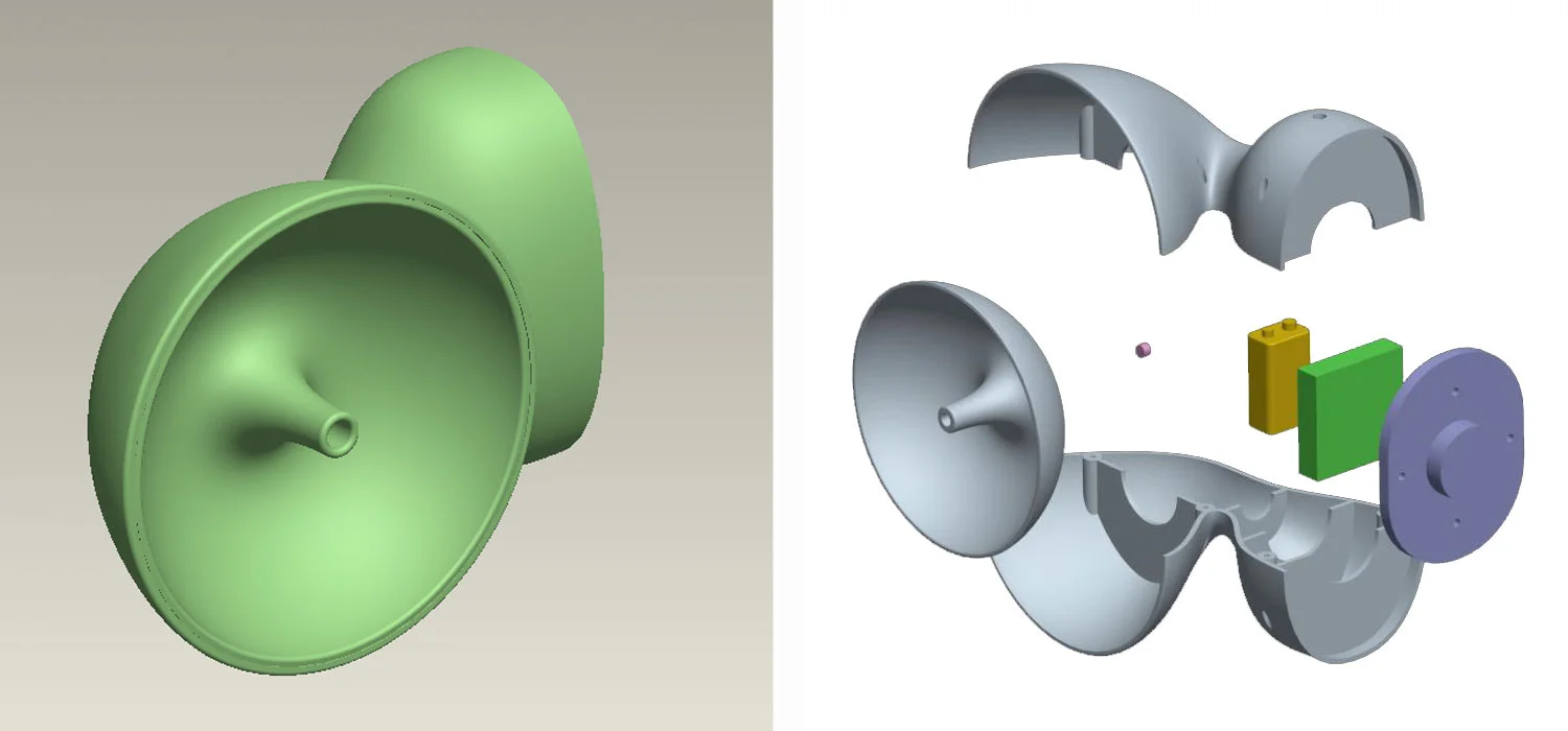 3D models built in ProEnginer. 3D prints were used as masters for cast parts used in prototypes.