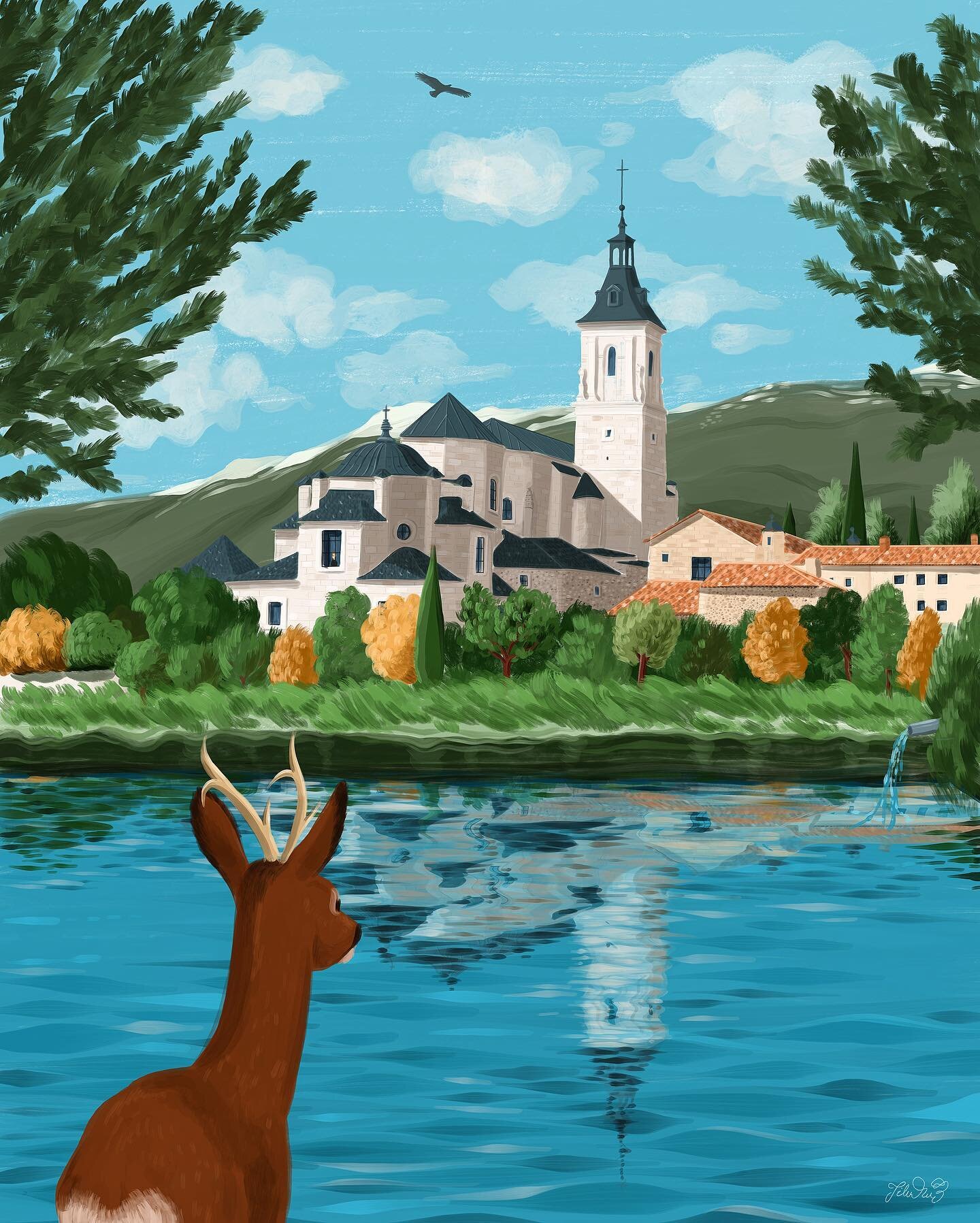 View of Santa Maria del Paular, a monastery from the 14th century surrounded by nature, in Rascafria, one of the small towns from Madrid I have illustrated for @comunidadmadrid.
​
​
​
​#illustration #illustrator #artwork #drawing #art #dailydrawing #