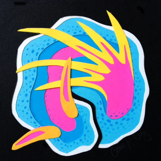 Nudibranch 2 Cut Paper 3" x 3" 2016 SOLD