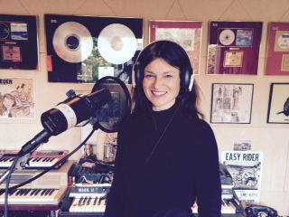 Anna recording backing vocals with Grant Nicholas (from Feeder) on his album 'All Bright Electric'.