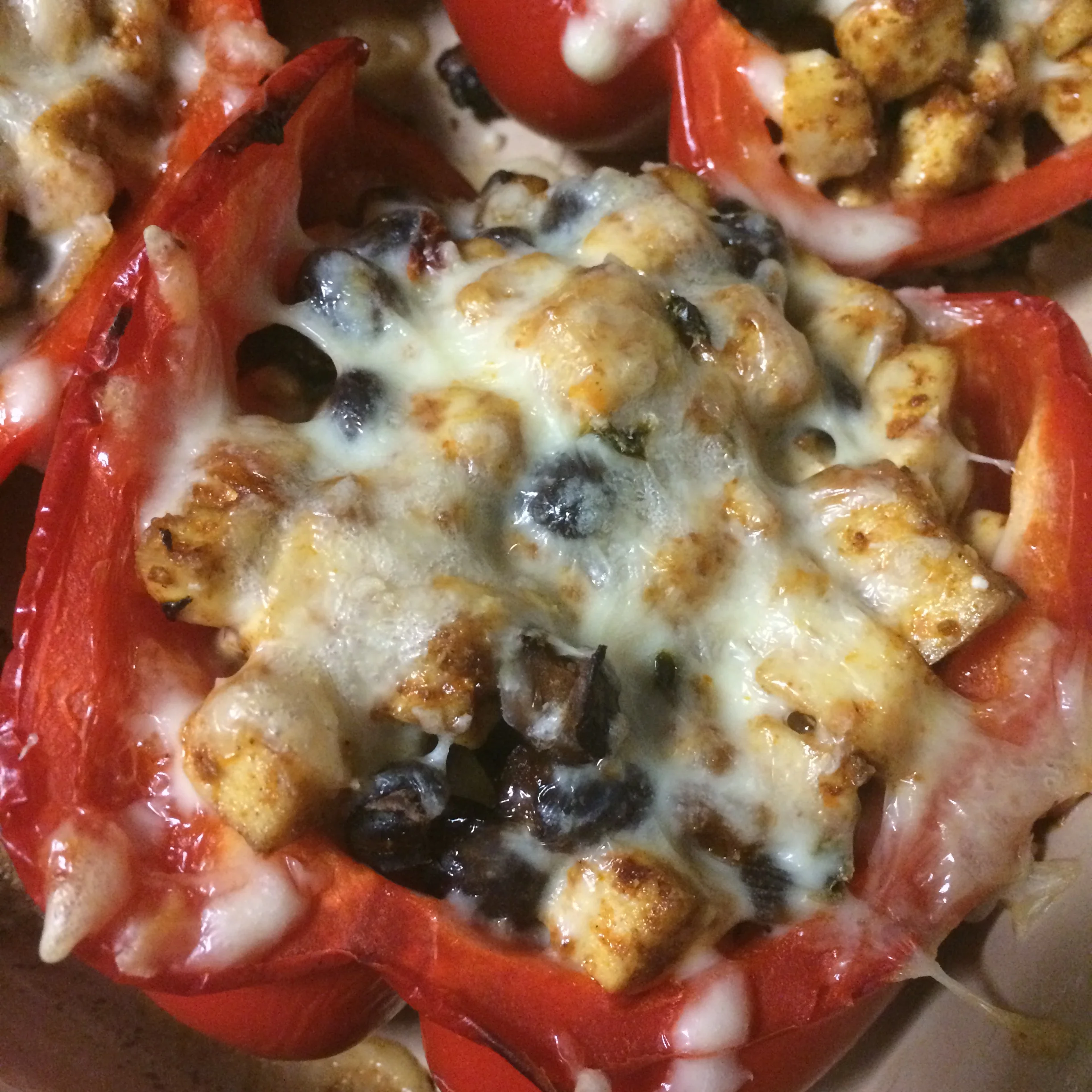 Mexican tofu stuffed peppers.