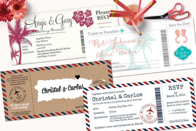 Boarding P Wedding Invitations With Detachable Rsvp Cards Designkandy Boarding P Wedding Invitations With
