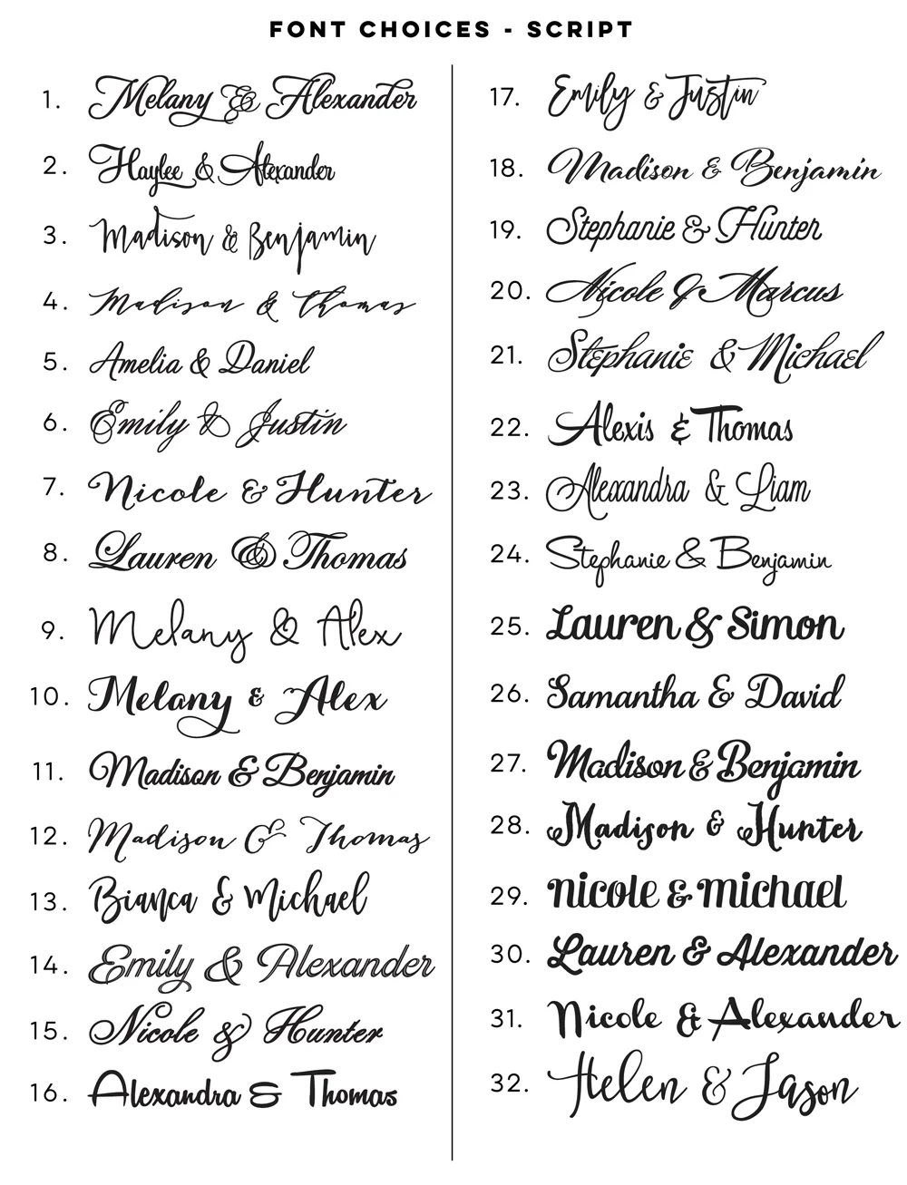 font choices for wedding invitations, save the date, custom stamps, stationery