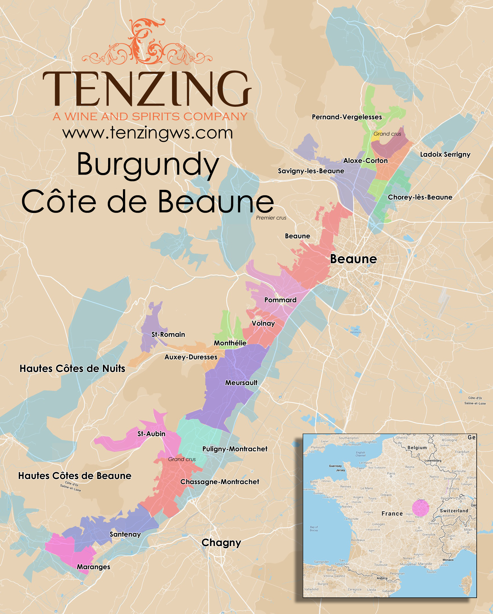 Burgundy Cote de Beaune Map