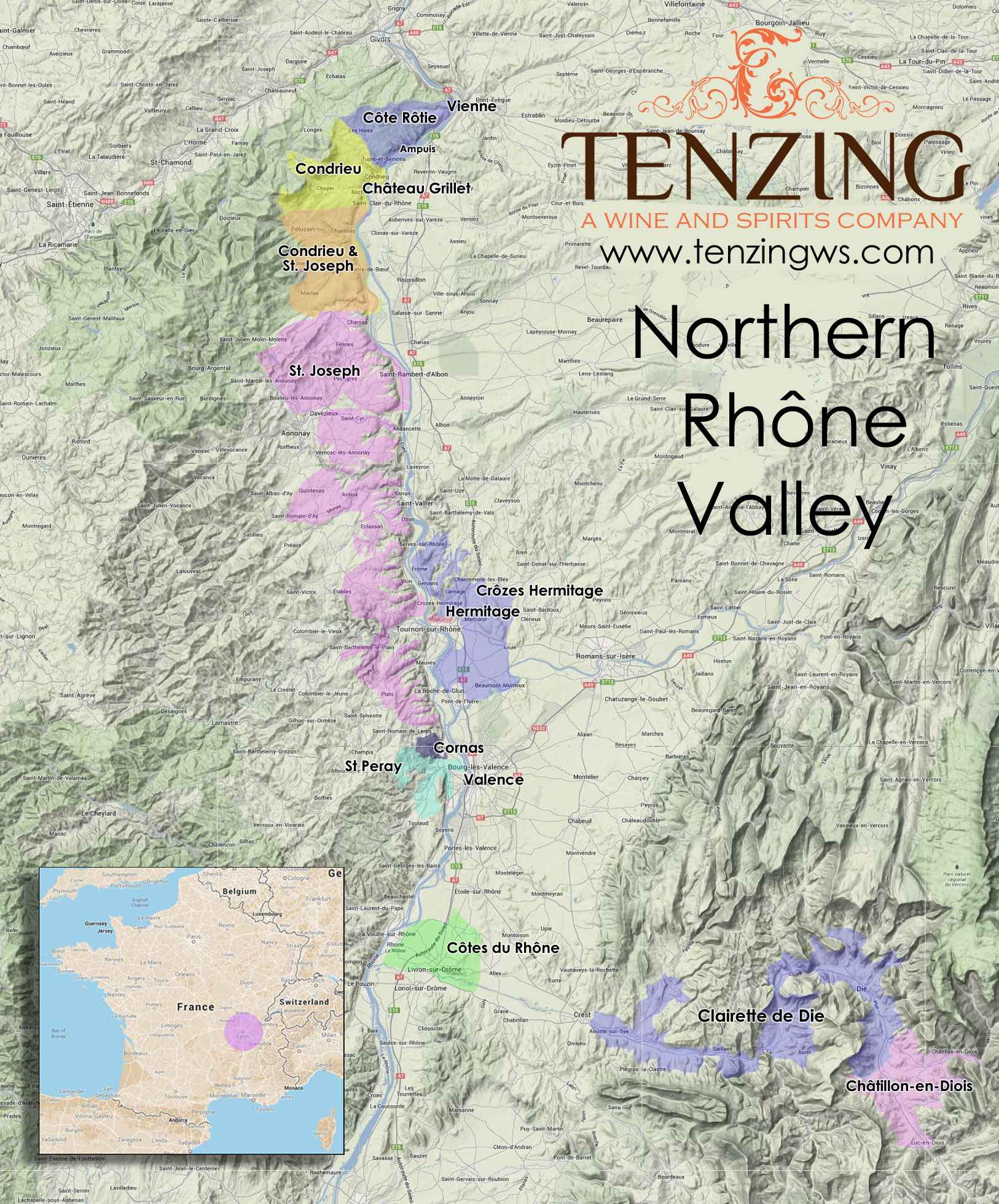 Northern Rhone Terrain Map