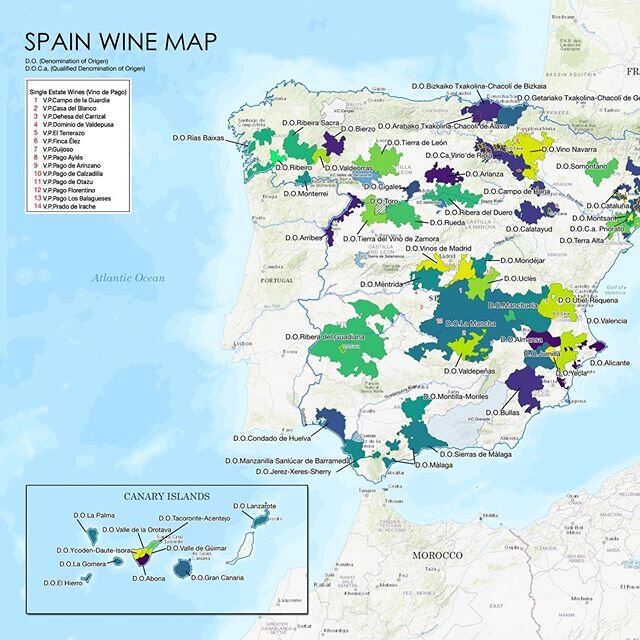 I just finished another wine map of Spain. Every D.O., D.O.C.a., V.C., Vino de Pago for the theory buffs. Poster in 12 x 16 available with the link in my bio. 
#sommelierstudies #winemaps #spanishwine #vinosdeespa&ntilde;a #winegeek #rioja #riberadel
