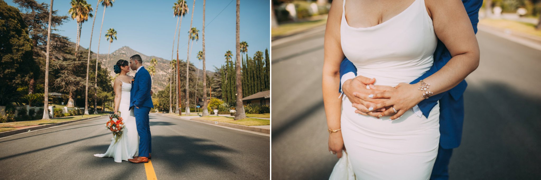 Feminist Wedding Photography Carly Romeo Photography Richmond VA Destination Altadena California Palm Tree Bride Groom Portraits