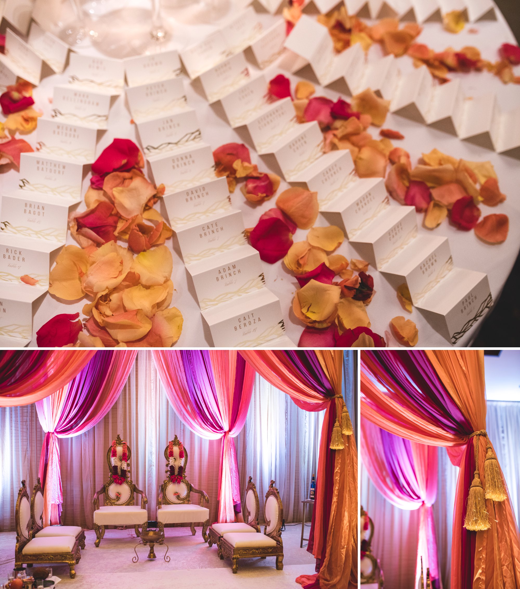 Washington DC colorful Indian wedding with a feminist bride. Reception details.