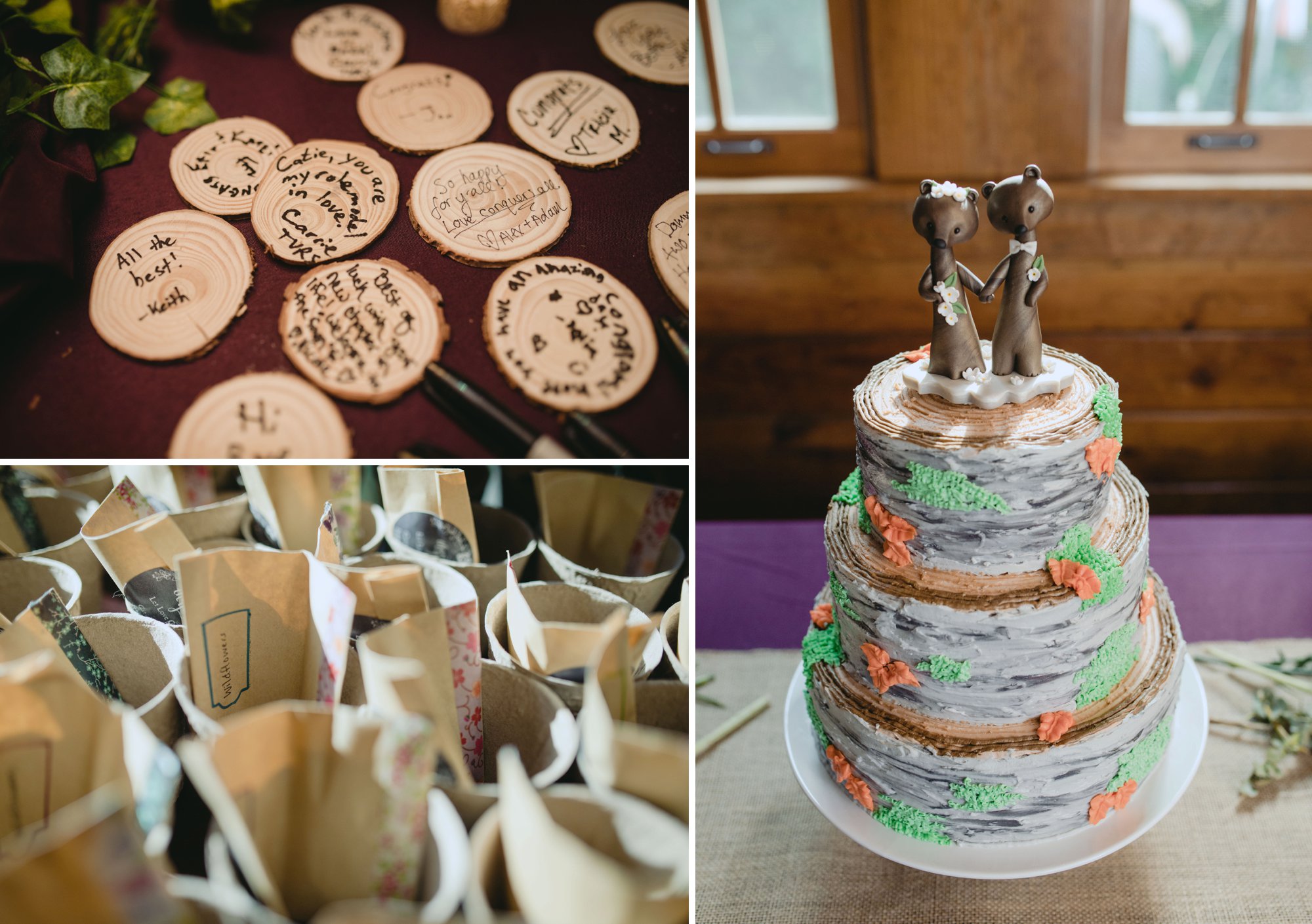 Richmond Va same-sex wedding in pocahontas state park with a simple ceremony. Cake and reception details.