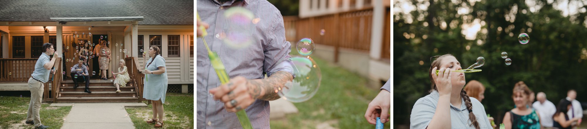 Richmond Va same-sex wedding in pocahontas state park with a simple ceremony. Bubbles.