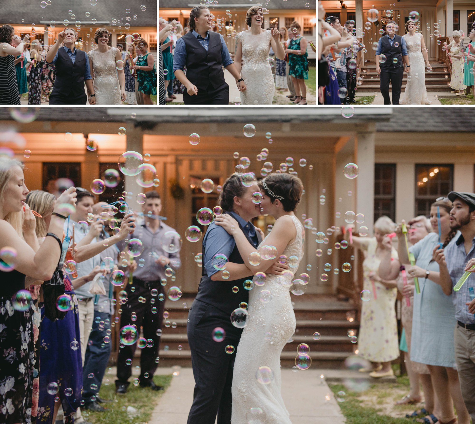 Richmond Va same-sex wedding in pocahontas state park with a simple ceremony. Bubble exit.