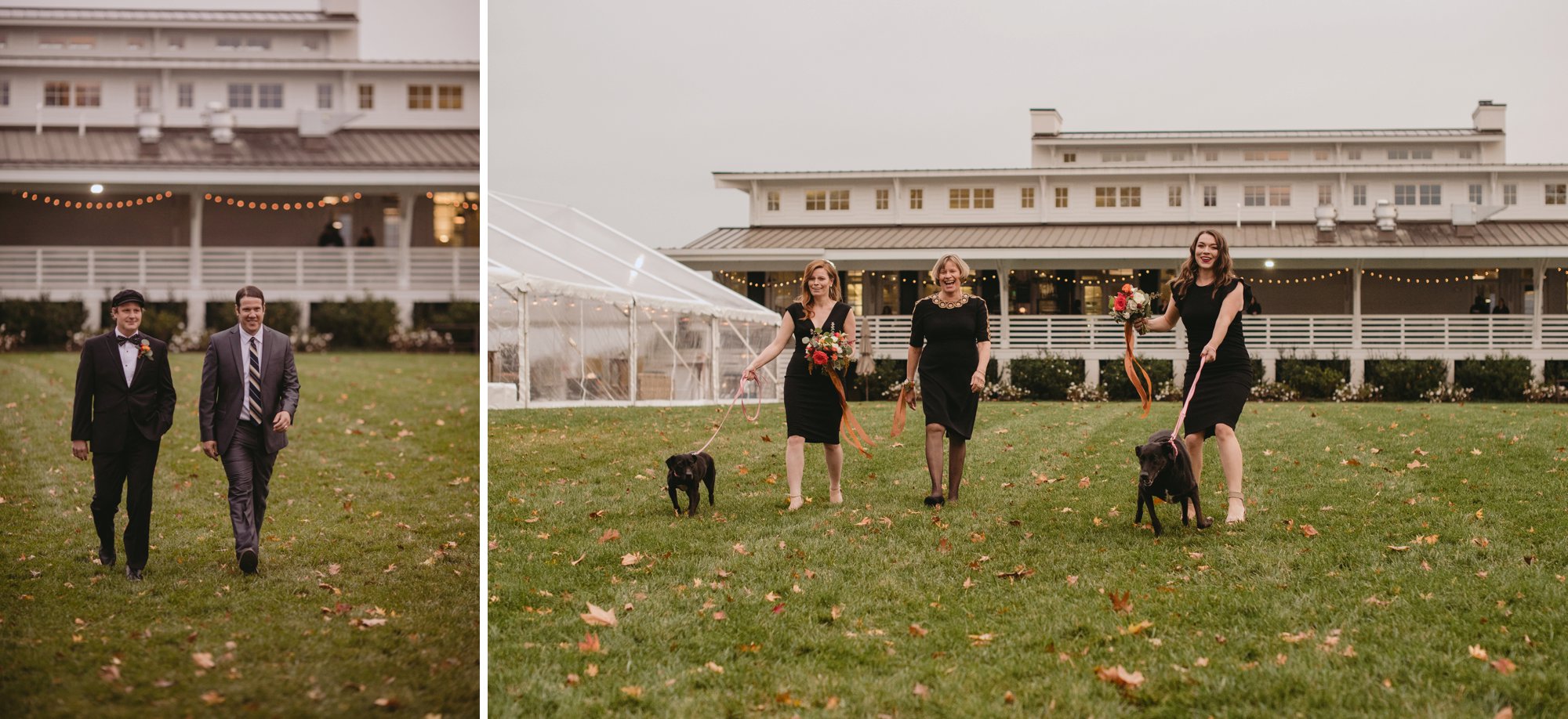 Autumn Richmond VA winery wedding at Upper Shirley Vineyards with lush garden florals and old Hollywood glamour processional