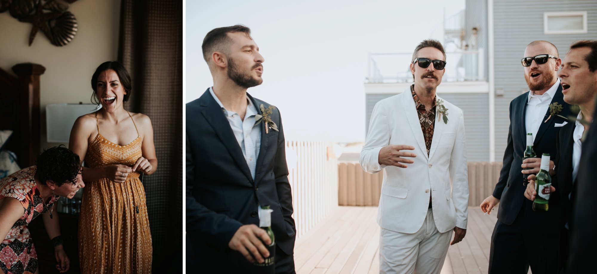 Low key backyard beach wedding in Sandbridge, VA friends