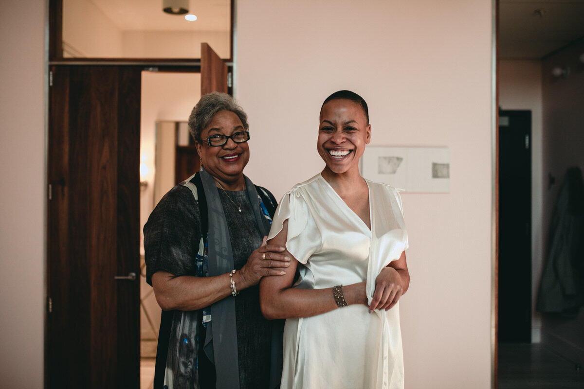 Black mother and daughter before wedding at Quirk Hotel Richmond Virginia Carly Romeo photography