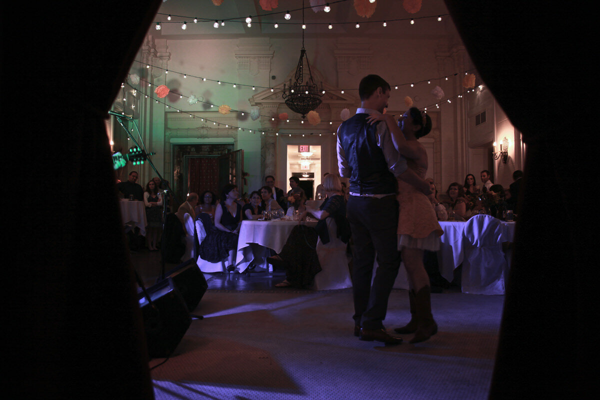 Couple dancing under lights Richmond Virginia Carly Romeo