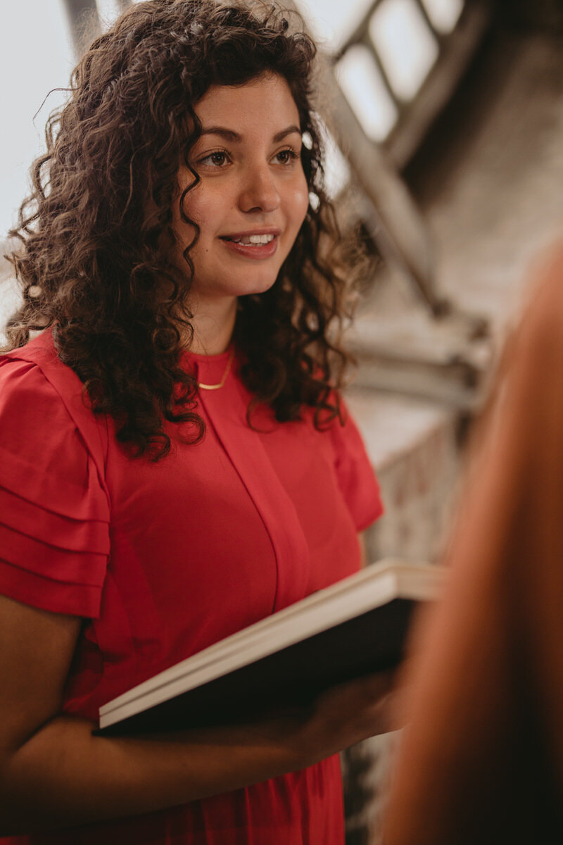 Officiant of marriage ceremony at The Bromo Seltzer Arts Tower Baltimore Maryland Carly Romeo &amp; Co