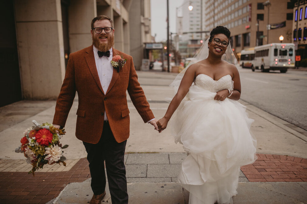 Newly Weds after ceremony in Baltimore Maryland Carly Romeo feminist wedding photography