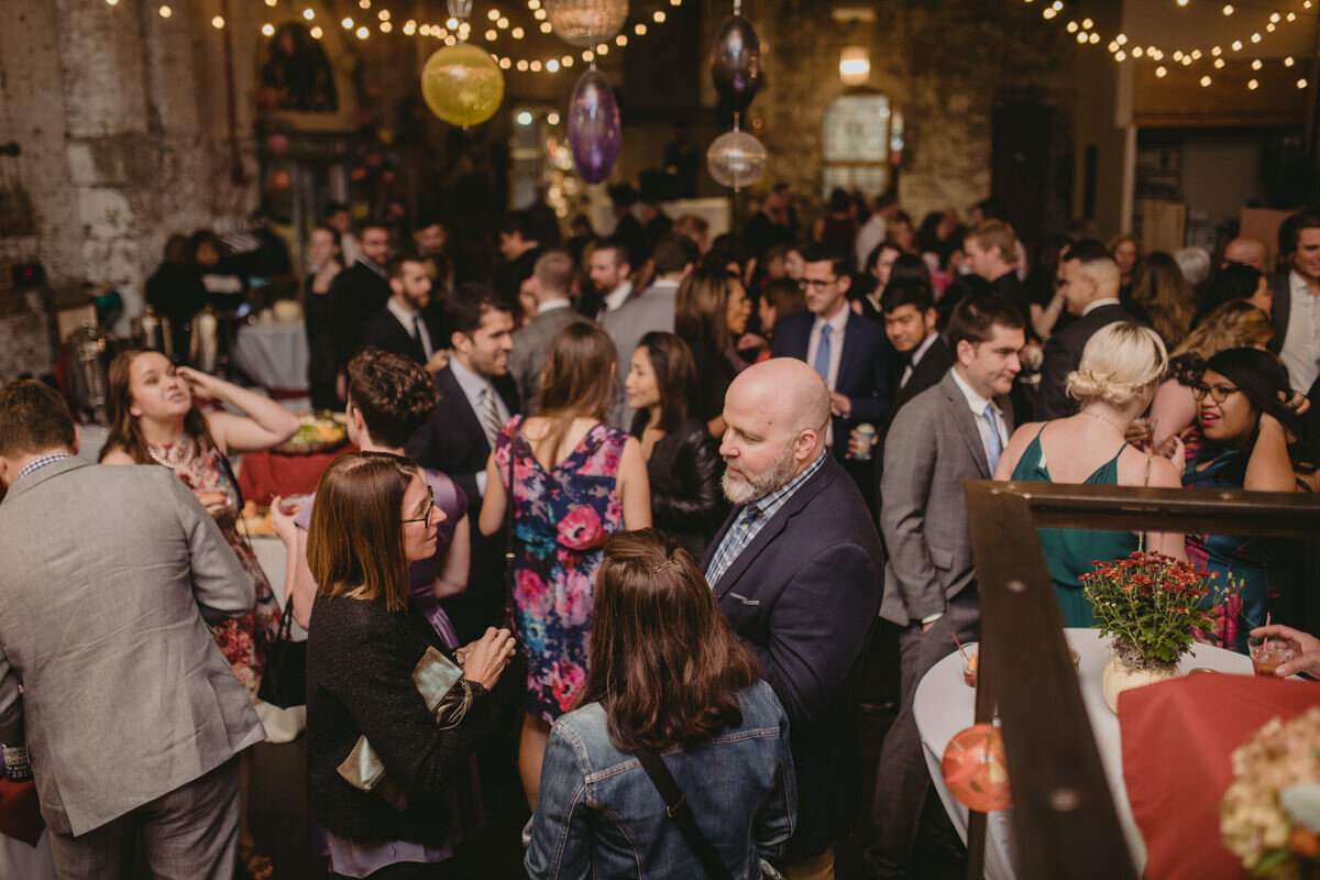 Wedding reception guests gathered at Corradetti Studio Baltimore MD Carly Romeo &amp; Co.